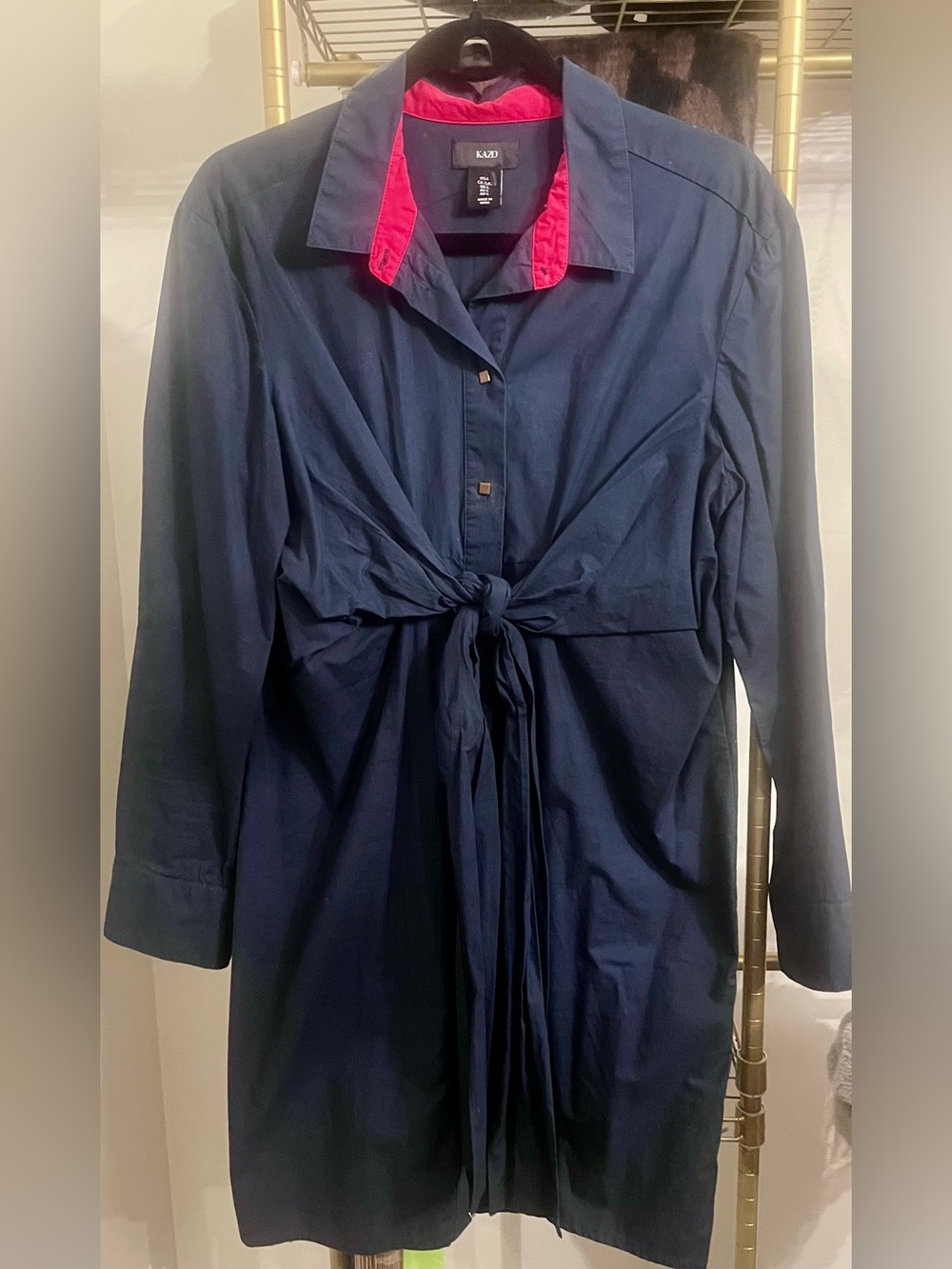 KAZO Front-Wrap Button-Up Dress Sz Lg